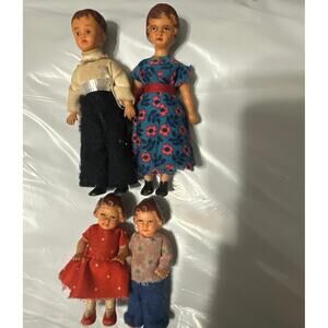 Vintage Ari Germany Dollhouse Family Dolls. Family of 4 , 1960’s made of Rubber